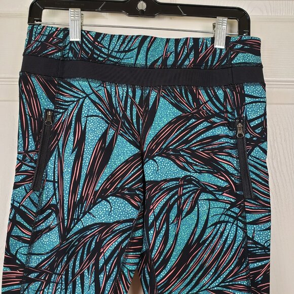 Lululemon High Times Leggings in Palm Lace Tofino Teal Multi Size 8 Athletic - Picture 2 of 11